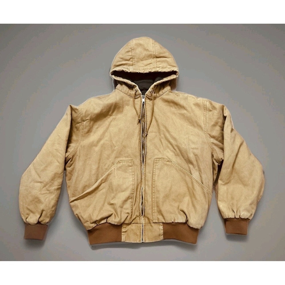 Walls Hooded Duck Canvas Jacket Mens XL Tan Blizzard Pruf  Insulated Workwear